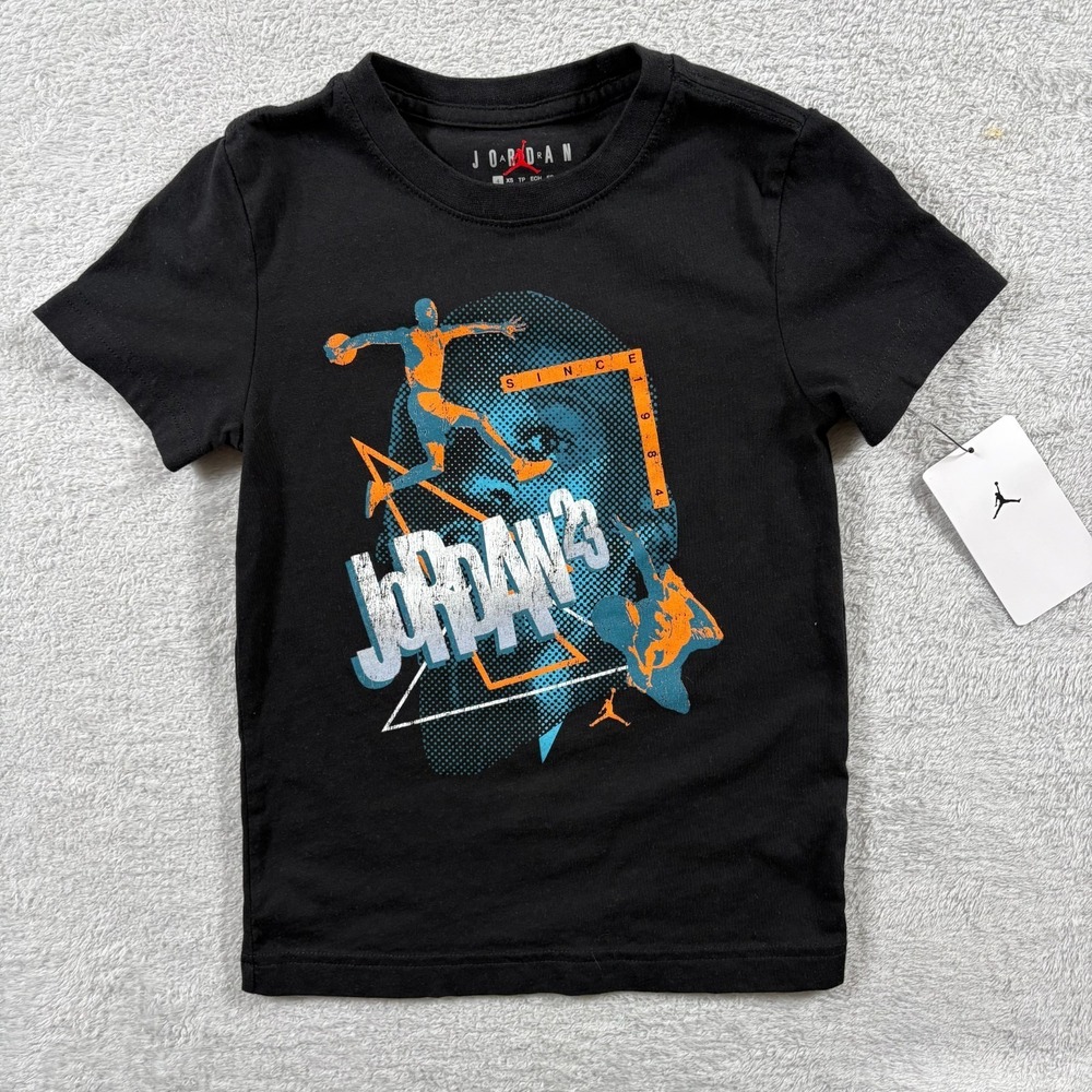 Jordan T Shirt Boys 4 Black 3 Peat Cotton Crewneck‎ Silhouette Eye Catching Tee